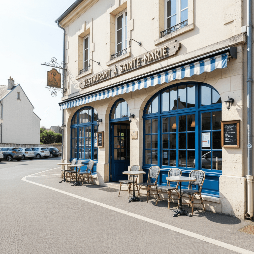 Restaurant à Sainte-Marie : terrasse - parking
