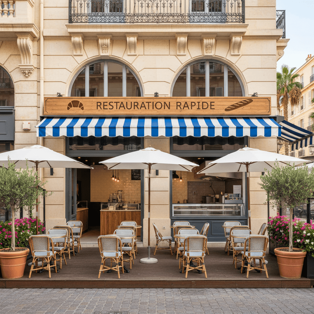 Fast-food 60m² à Cannes : terrasse - extraction - Image 1