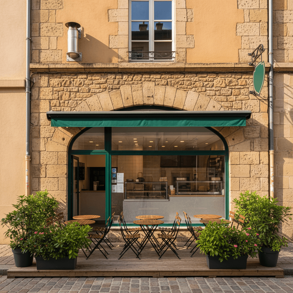 Fast-food 100m² à Grenoble : terrasse - extraction